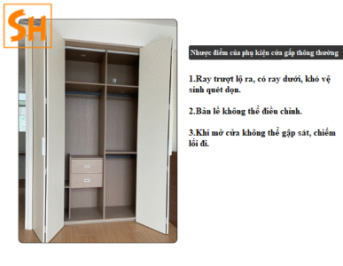 Phụ kiện cửa lùa cánh gập góc rộng 260 độ không ray YG295 19