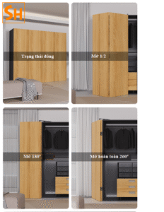 Phụ kiện cửa lùa cánh gập góc rộng 260 độ không ray YG295 12