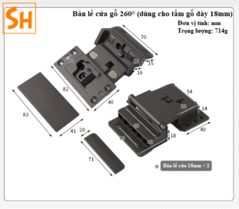 Phụ kiện cửa lùa cánh gập góc rộng 260 độ không ray YG295 16
