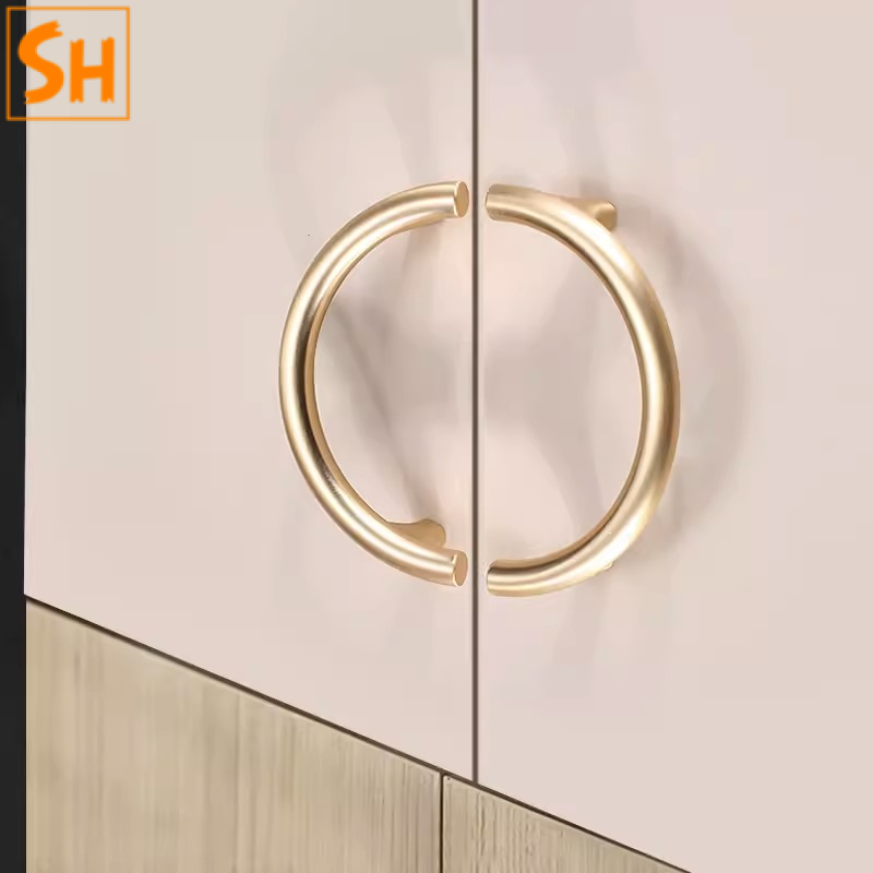 Tay nắm tủ vòng cung vàng đồng SHR6256-1