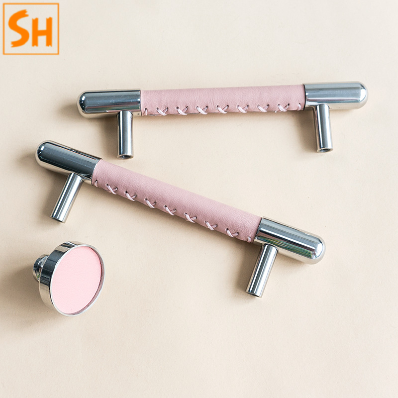 Tay nắm tủ inox phối da đa sắc BXP001 Tay nắm tủ inox phối da đa sắc BXP001