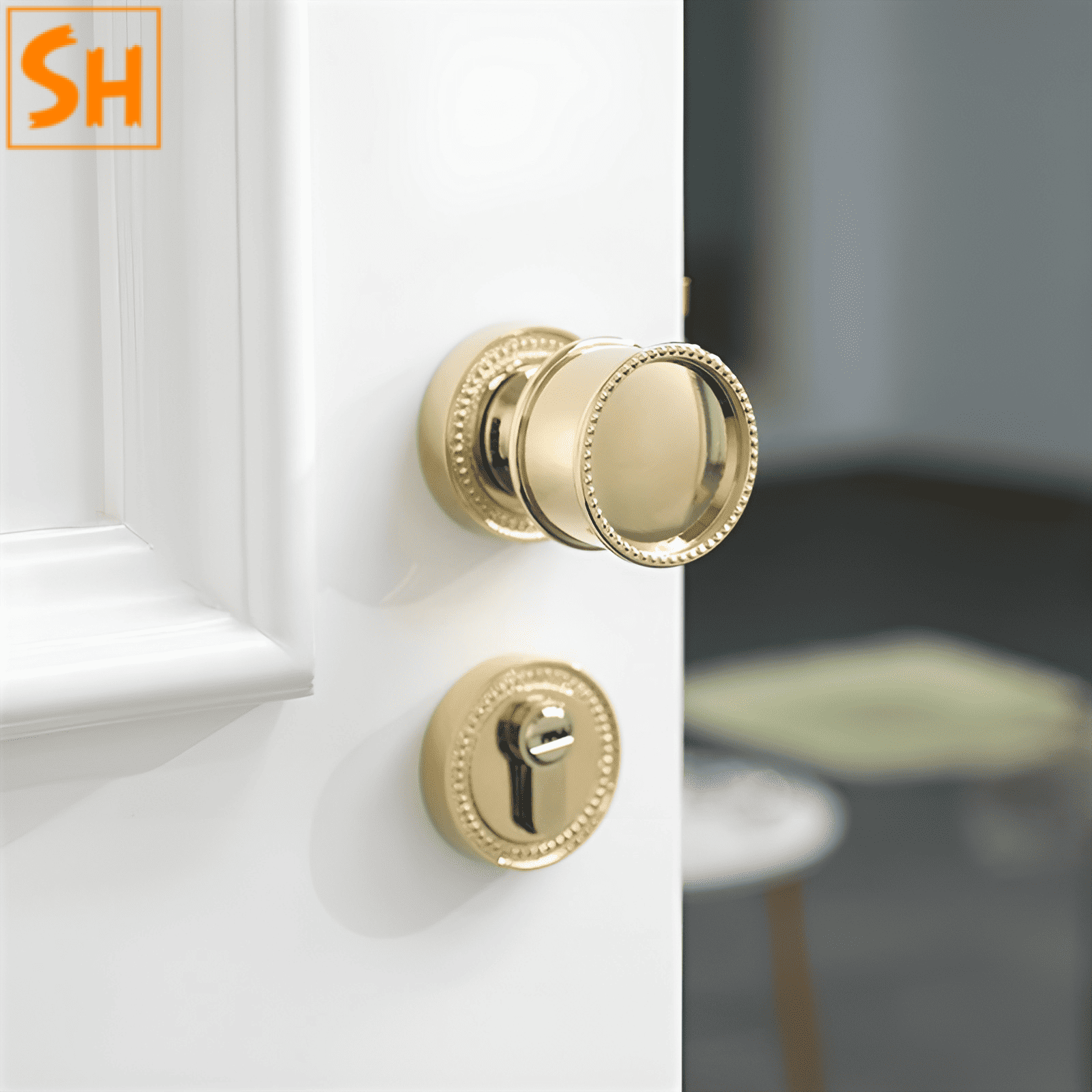 Khóa cửa tay nắm hình trụ tròn chấm viền SH7075