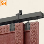 Bộ ray trượt barn door bypass đen so le RT7697 6