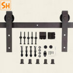 Bộ ray trượt barn door màu đen cánh phẳng đơn RT7343 5