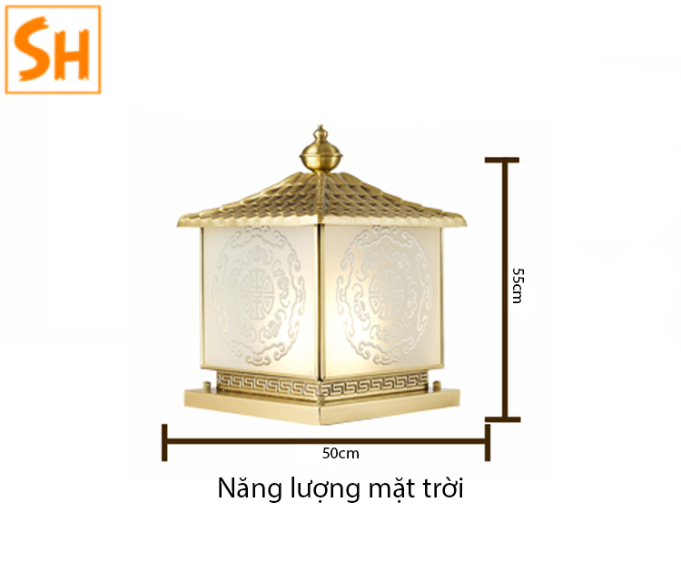 Đèn trụ cột đồng hoa văn cổ điển SH2193 7