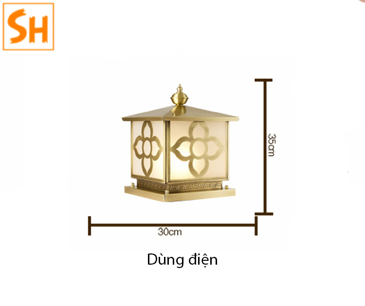 Đèn trụ cột cổng sân vườn hình bông hoa SH0864 5