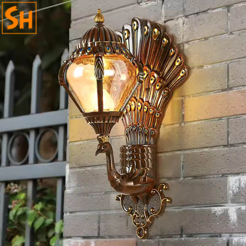 Đèn gắn tường ngoài trời hình khổng tước tài lộc SHA5960 Đèn gắn tường ngoài trời hình khổng tước tài lộc SHA5960