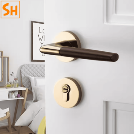 Khóa cửa tay gạt hợp kim phối gỗ hiện đại tối giản SM4741