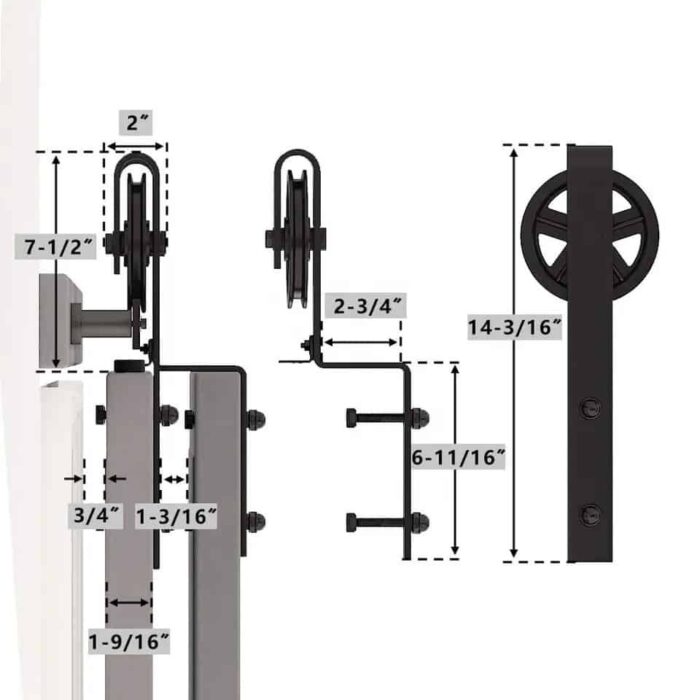 Ray trượt barn door bypass cánh so le bánh lớn RT4456 6