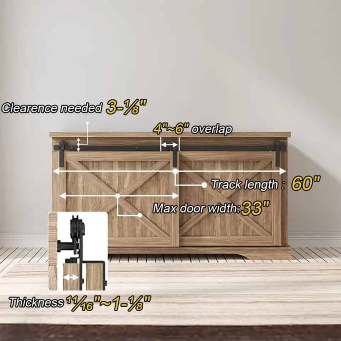 Ray trượt barn door bypass cánh so le tủ Tivi RT1144 8