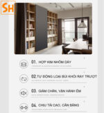 Bộ ray trượt cửa lùa trùm ngoài giảm chấn hai đầu YG203 4