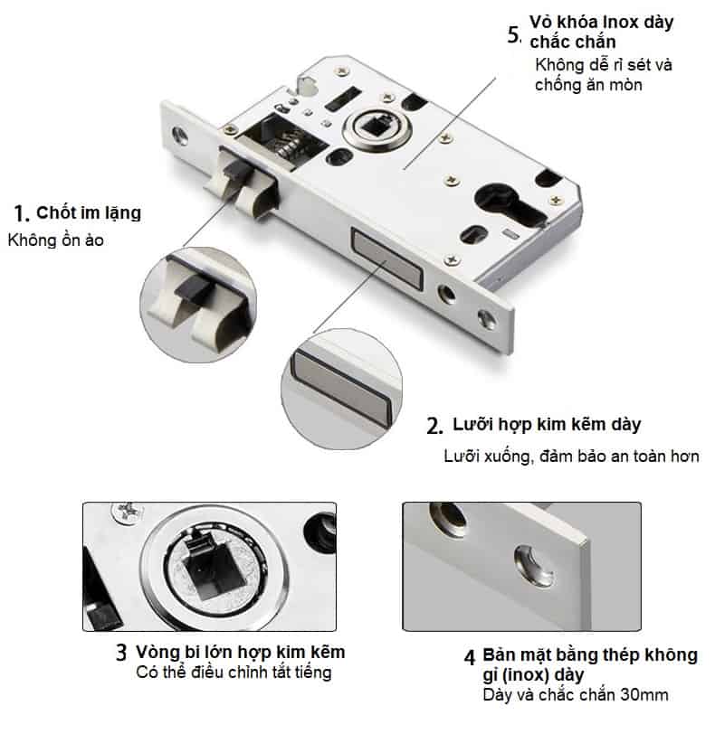 Khoá cửa phòng tay da hiện đại hợp kim A01-020 19