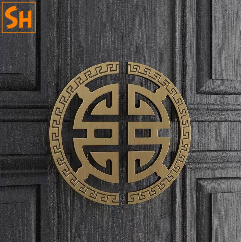Tay nắm cửa bán nguyệt họa tiết Á Đông SH263 Tay nắm cửa bán nguyệt họa tiết Á Đông SH263