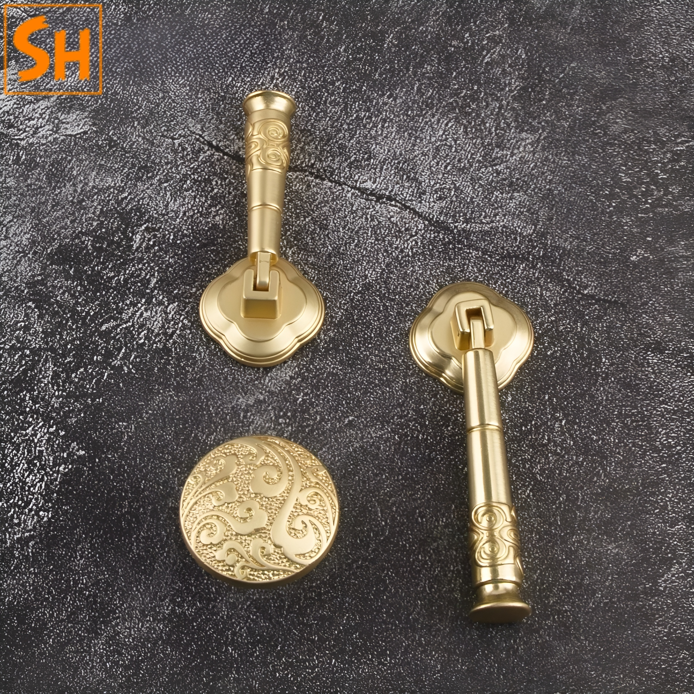 Tay nắm tủ hợp kim kẽm phong cách Á Đông KDL6121-2 Tay nắm tủ hợp kim kẽm phong cách Á Đông KDL6121