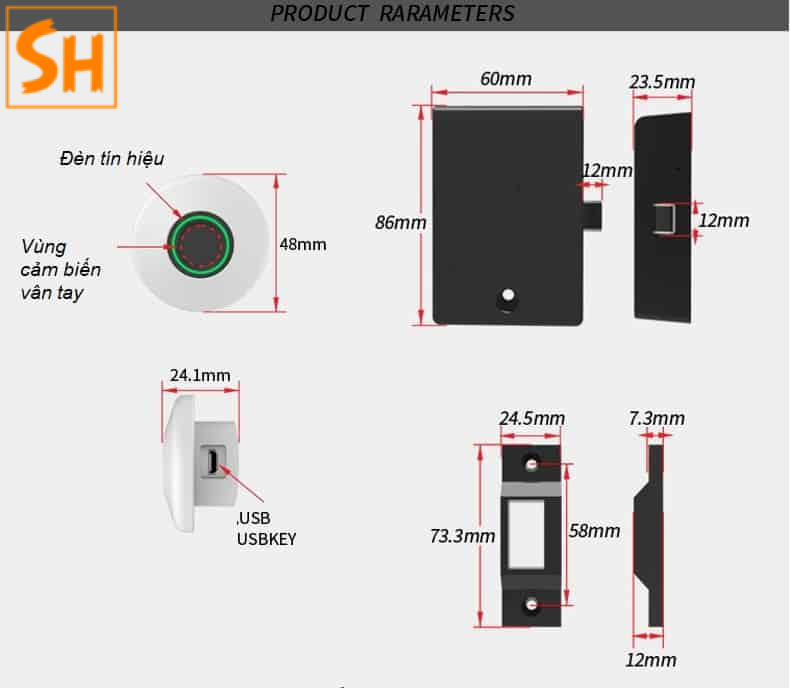 khóa vân tay mini cho tủ gỗ cao cấp YLF022 2027