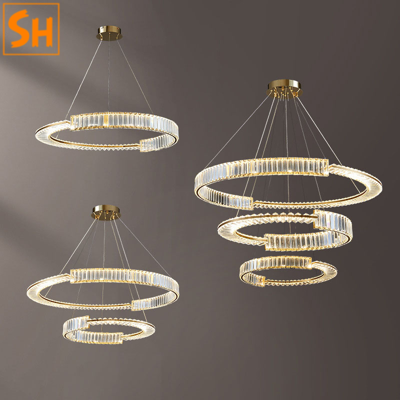 Đèn thả vòng ốp pha lê sang trọng SH.X924 Đèn thả vòng ốp pha lê sang trọng SH.X924