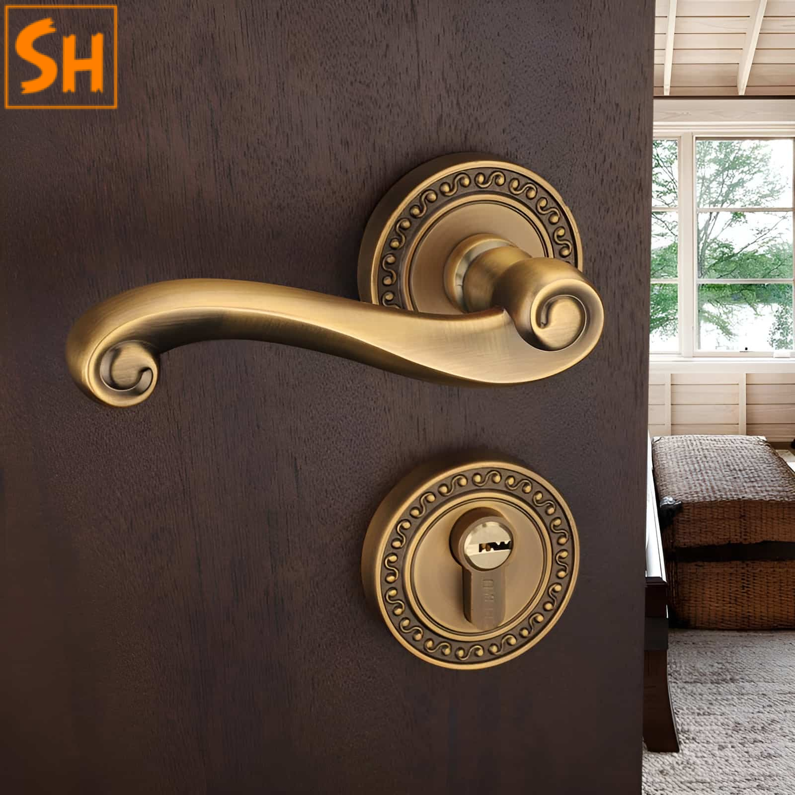 Khóa tân cổ điển tay gạt uốn cong độc đáo B5604 Khóa tân cổ điển tay gạt uốn cong độc đáo B5604