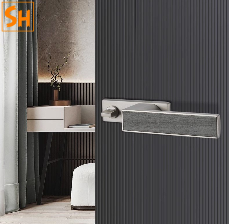 Khóa cửa tay gạt hợp kim ốp gỗ hiện đại KB6291 Khóa cửa tay gạt hợp kim ốp gỗ hiện đại KB6291