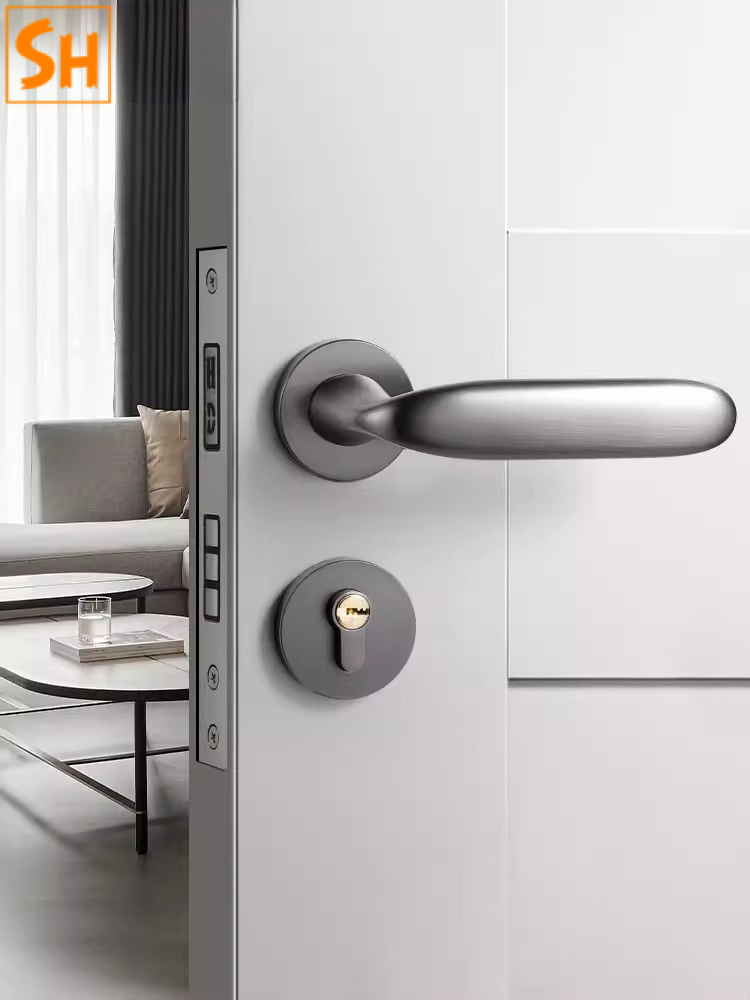 Bộ khóa cửa tay gạt hợp kim nhôm tối giản MLQ96 Bộ khóa cửa tay gạt hợp kim nhôm tối giản MLQ96
