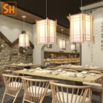 Đèn lồng thả trần bằng gỗ thông kiểu Nhật Bản ZGY158 c