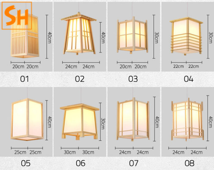 Đèn lồng thả trần bằng gỗ thông kiểu Nhật Bản ZGY158 a