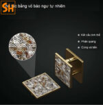 Tay nắm cửa khảm trai hình vuông họa tiết BS2021 c