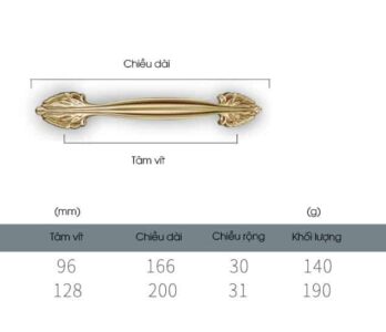 Tay nắm tủ cổ điển bằng đồng XLS035-7