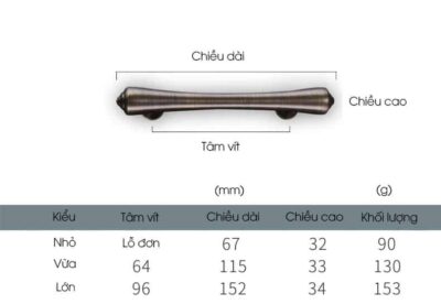 Tay nắm tủ quần áo tối giản bằng đồng XLS01-B-7