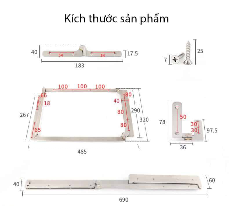 Bộ phụ kiện cửa nhôm kính xếp trượt BTS-7411A 12