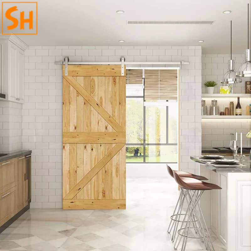 Ray trượt cửa lùa barn door cánh phẳng đơn màu bạc RT8275 7