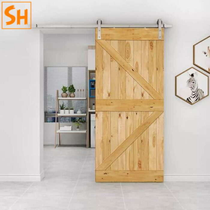 Ray trượt cửa lùa barn door cánh phẳng đơn màu bạc RT8275 8