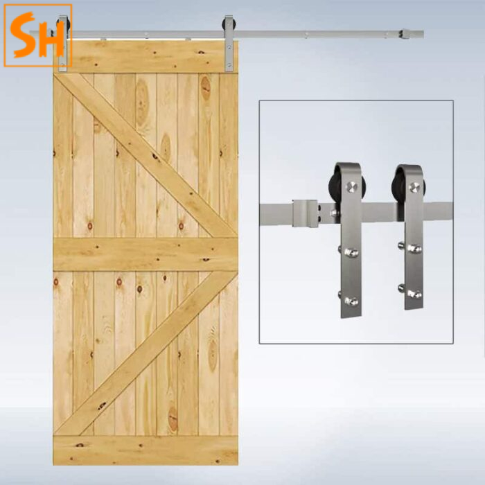 Ray trượt cửa lùa barn door cánh phẳng đơn màu bạc RT8275 6