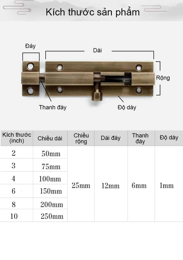 Chốt khóa cửa sổ bằng đồng CH6750 13