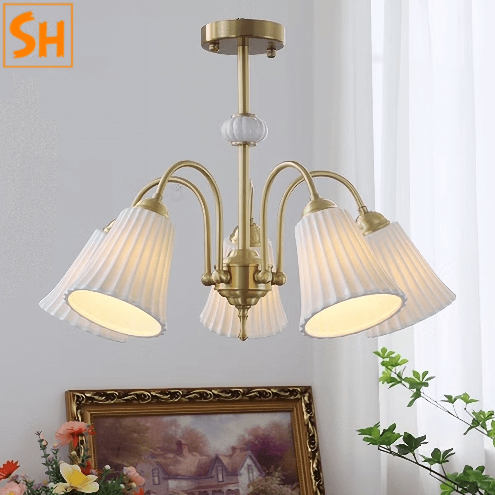 Đèn thả trần cao cấp bằng gốm sứ cổ điển SHO8819 Đèn thả trần cao cấp bằng gốm sứ cổ điển SHO8819