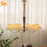 Đèn chùm thả decor chụp bóng hình nón xếp li BO8801
