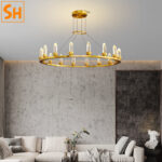 Đèn chùm pha lê khung đễ bằng đồng cao cấp SH6928