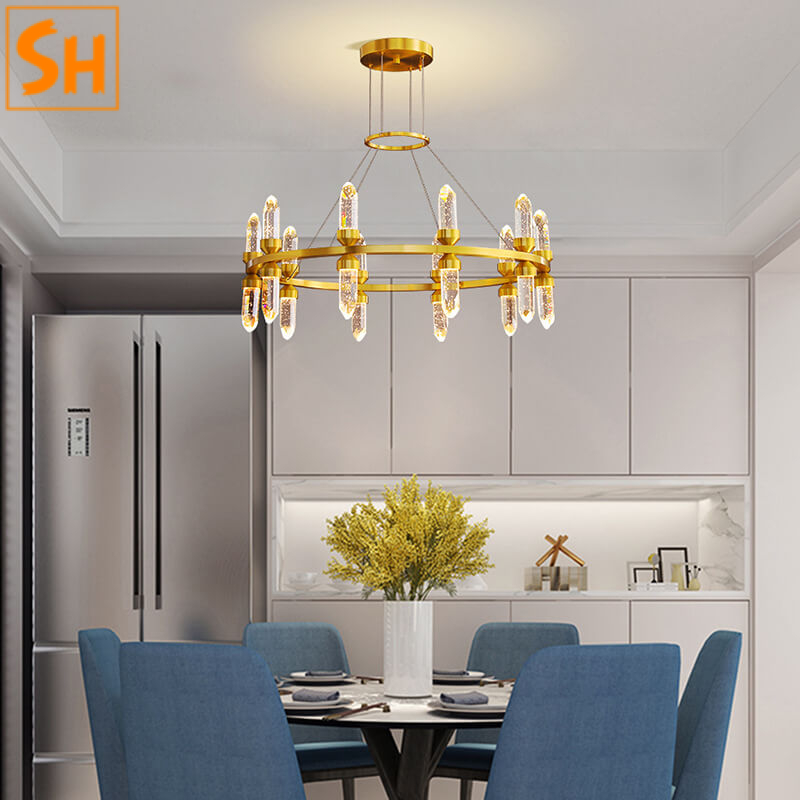 Đèn chùm pha lê khung đễ bằng đồng cao cấp SH6928 Đèn chùm pha lê khung đễ bằng đồng cao cấp SH6928
