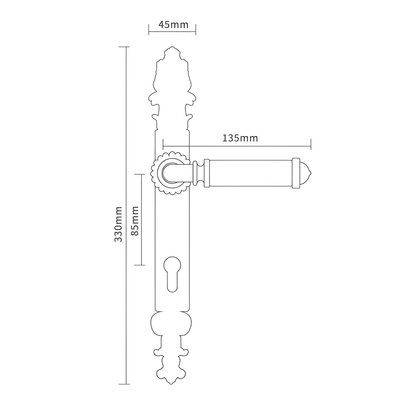 Khóa cửa bằng đồng thau phong cách Hoàng gia LD6731-12