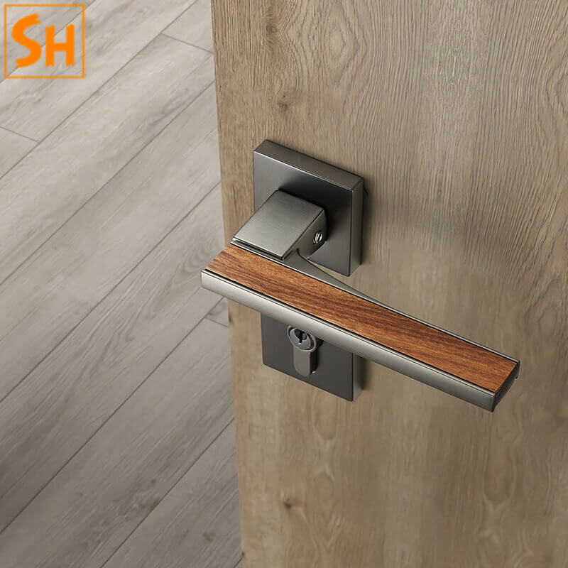Khóa tay gạt kiểu vuông hợp kim kẽm phối gỗ RH0012 Khóa tay gạt kiểu vuông hợp kim kẽm phối gỗ RH0012