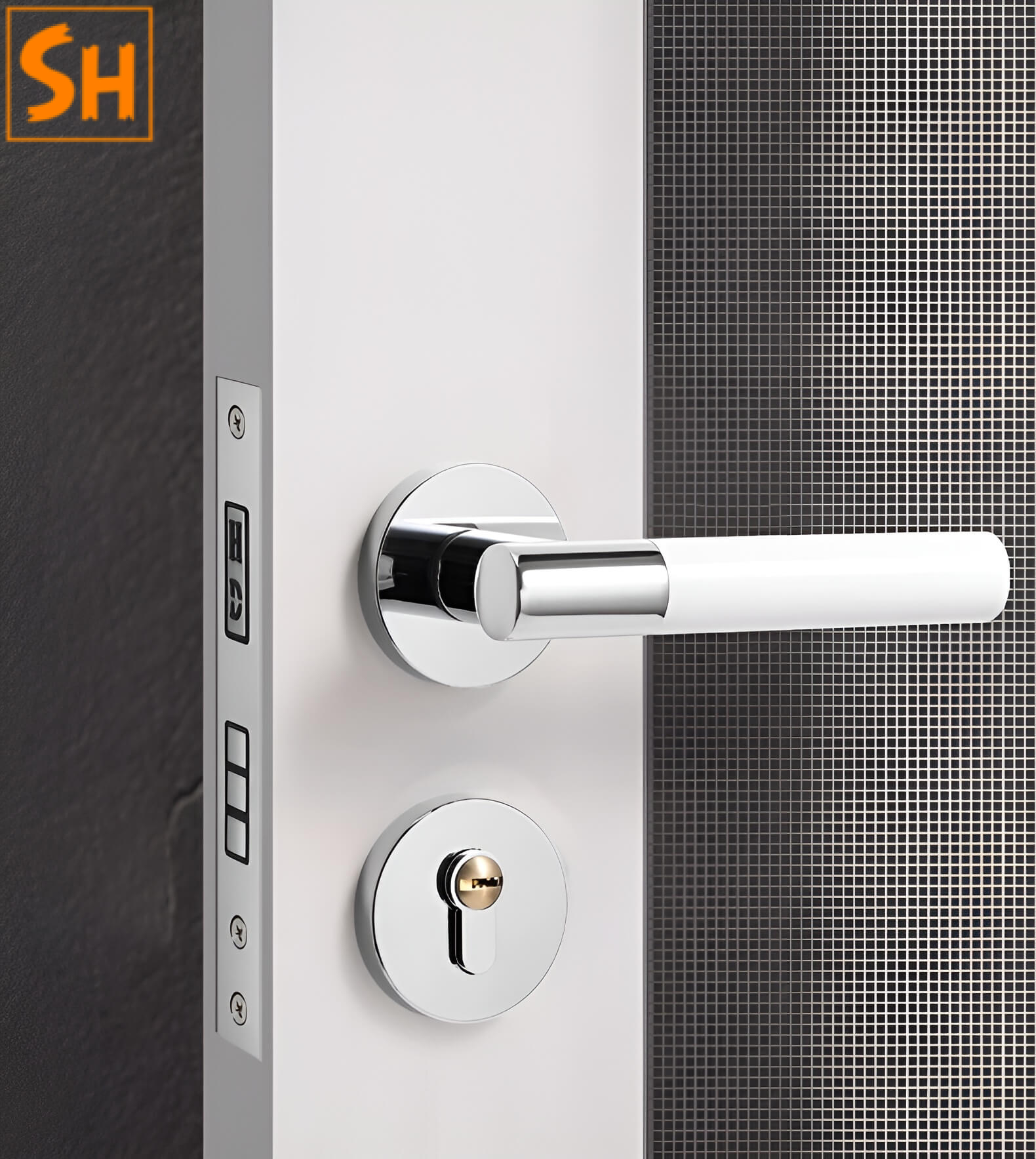 Khóa cửa phòng khách phân thể màu trắng JB6728 Khóa cửa phòng khách phân thể màu trắng JB6728