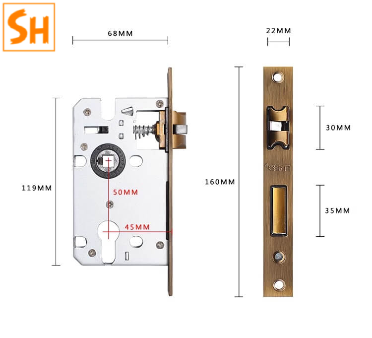 Khóa cửa phòng cổ điển phong cách Trung Hoa FTR6682 7