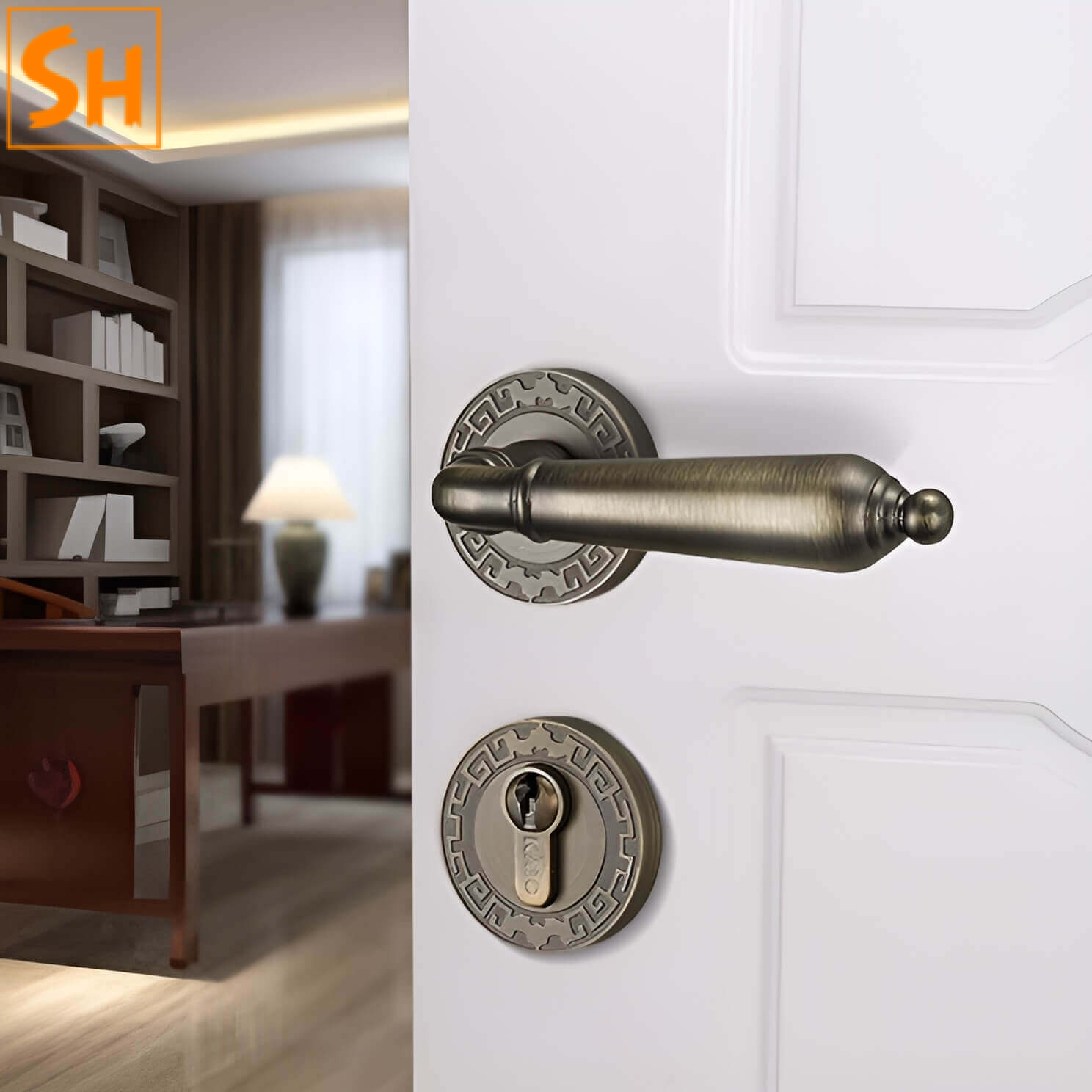 Khóa cửa hợp kim cổ điển đậm chất Á Đông BK1763 Khóa cửa hợp kim cổ điển đậm chất Á Đông BK1763