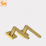 Khóa cửa tay gạt vuông inox màu vàng sang trọng NH6142-2