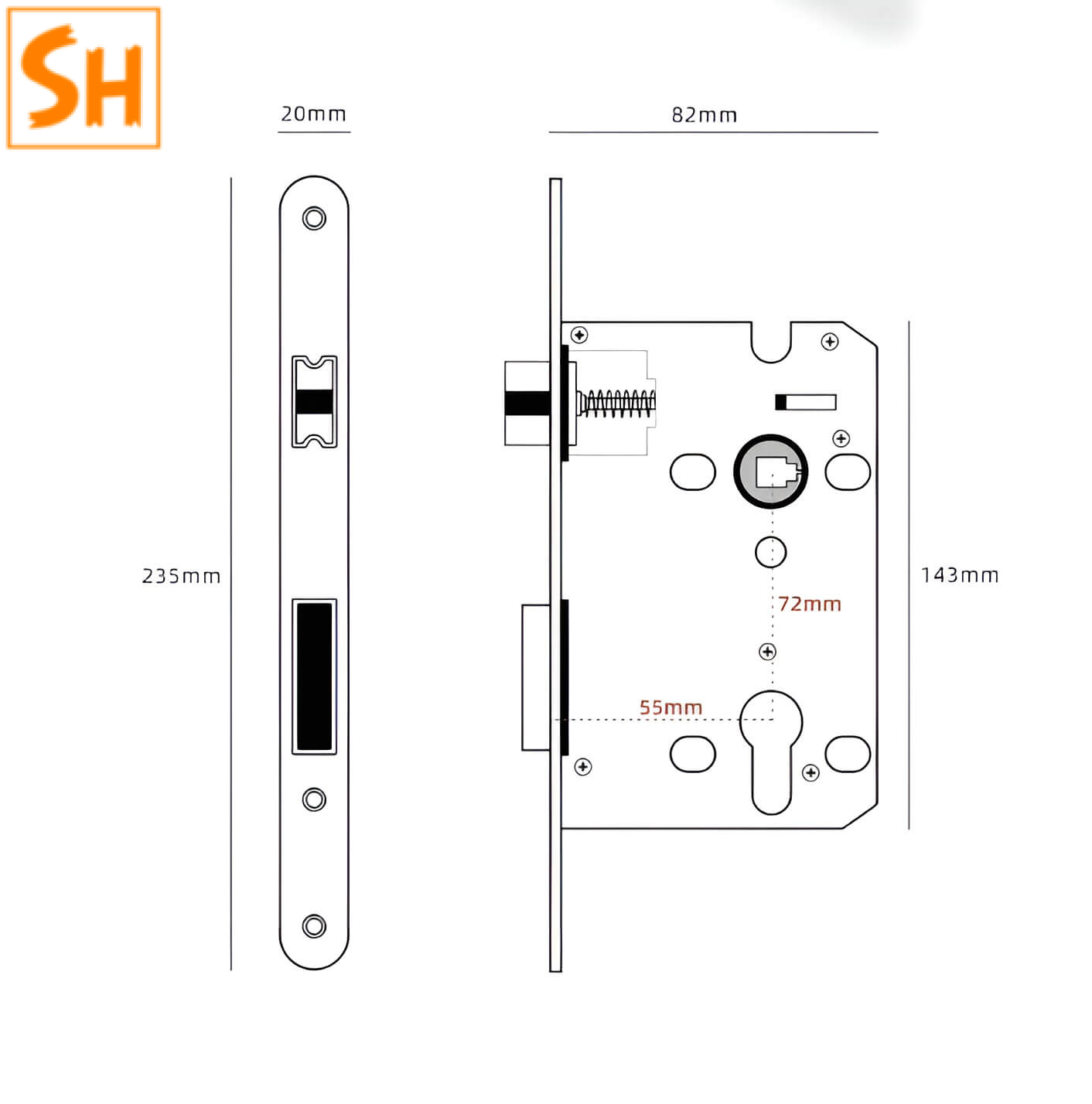 Khóa cửa phòng kiểu dáng kim cương lộng lẫy KB7251 9