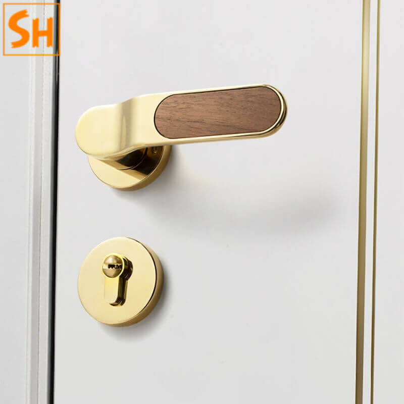 Khóa cửa phòng thiết kế tay nắm phối gỗ cao cấp F1557 Khóa cửa phòng thiết kế tay nắm phối gỗ cao cấp F1557