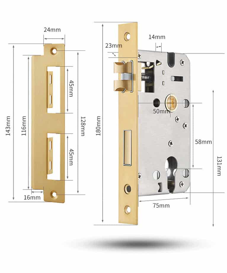 Khóa cửa phòng khách bằng đồng cao cấp R8155 7