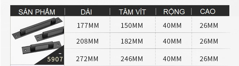 Tay nắm âm cửa lùa gỗ bằng hợp kim nhôm YO5907 9