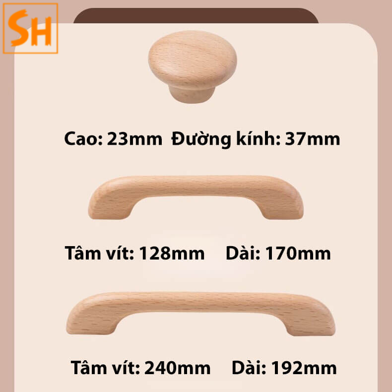 Núm tay nắm tủ bằng gỗ nguyên khối tối giản ZYMZ020 6 Núm tay nắm tủ bằng gỗ nguyên khối tối giản ZYMZ020 10