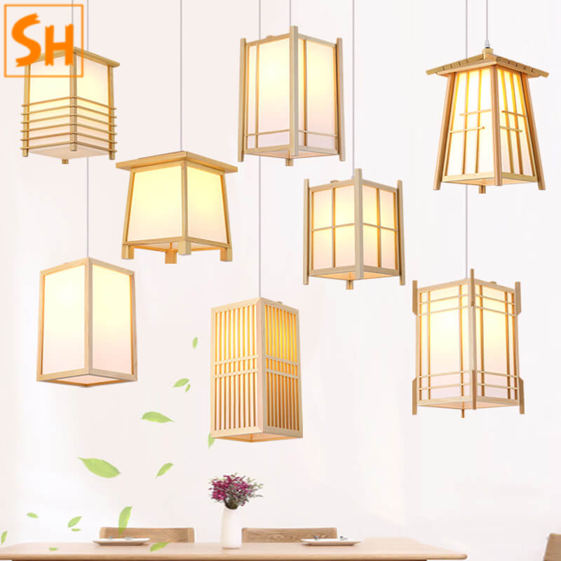 Đèn lồng thả trần bằng gỗ thông kiểu Nhật Bản ZGY158 1