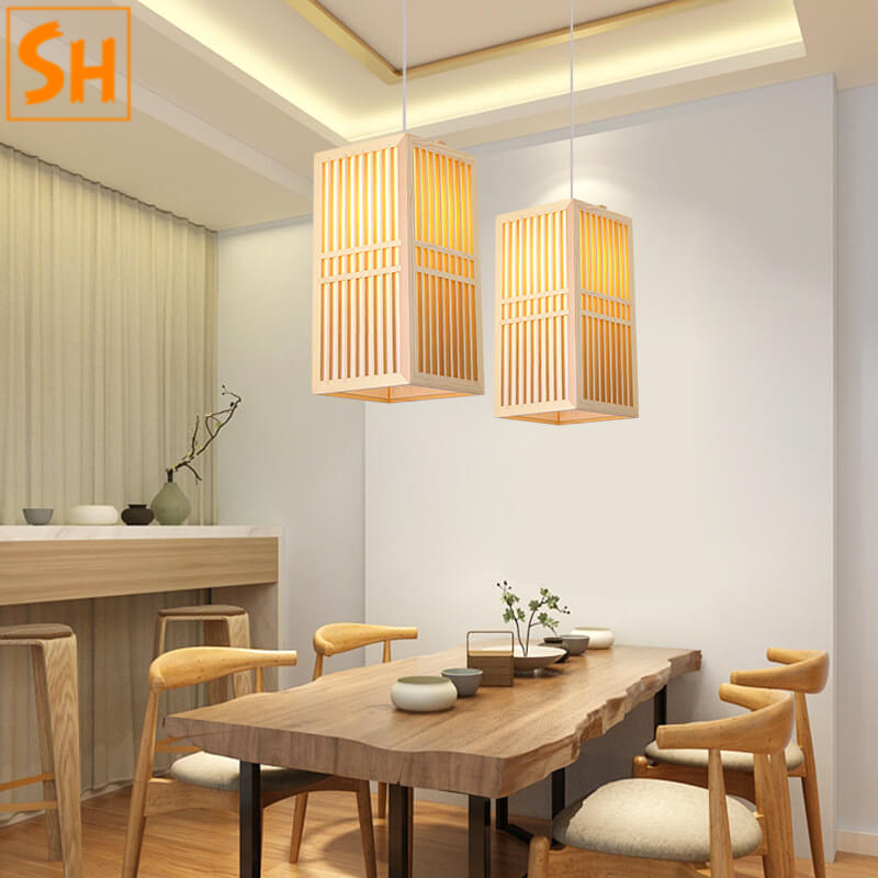 Đèn lồng thả trần bằng gỗ thông kiểu Nhật Bản ZGY158 3